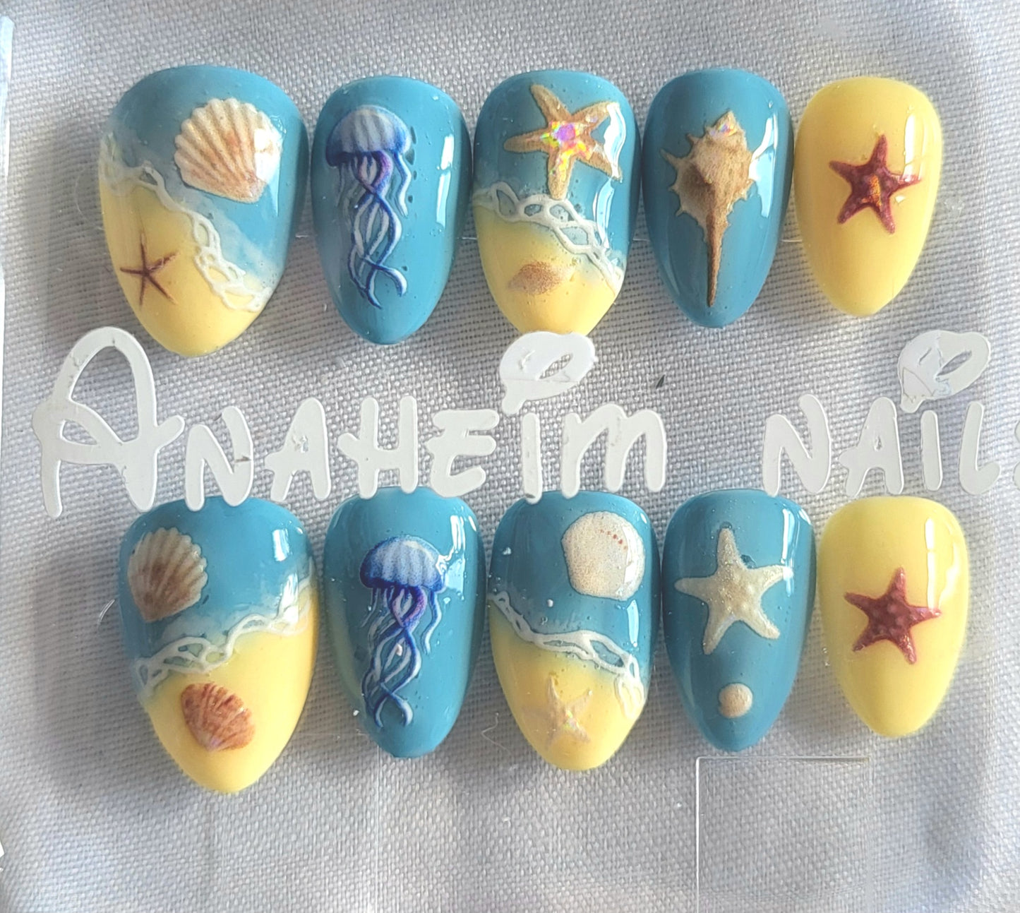 Création Nail Art ongles courts ) Bord de Mer : Océan & Plage