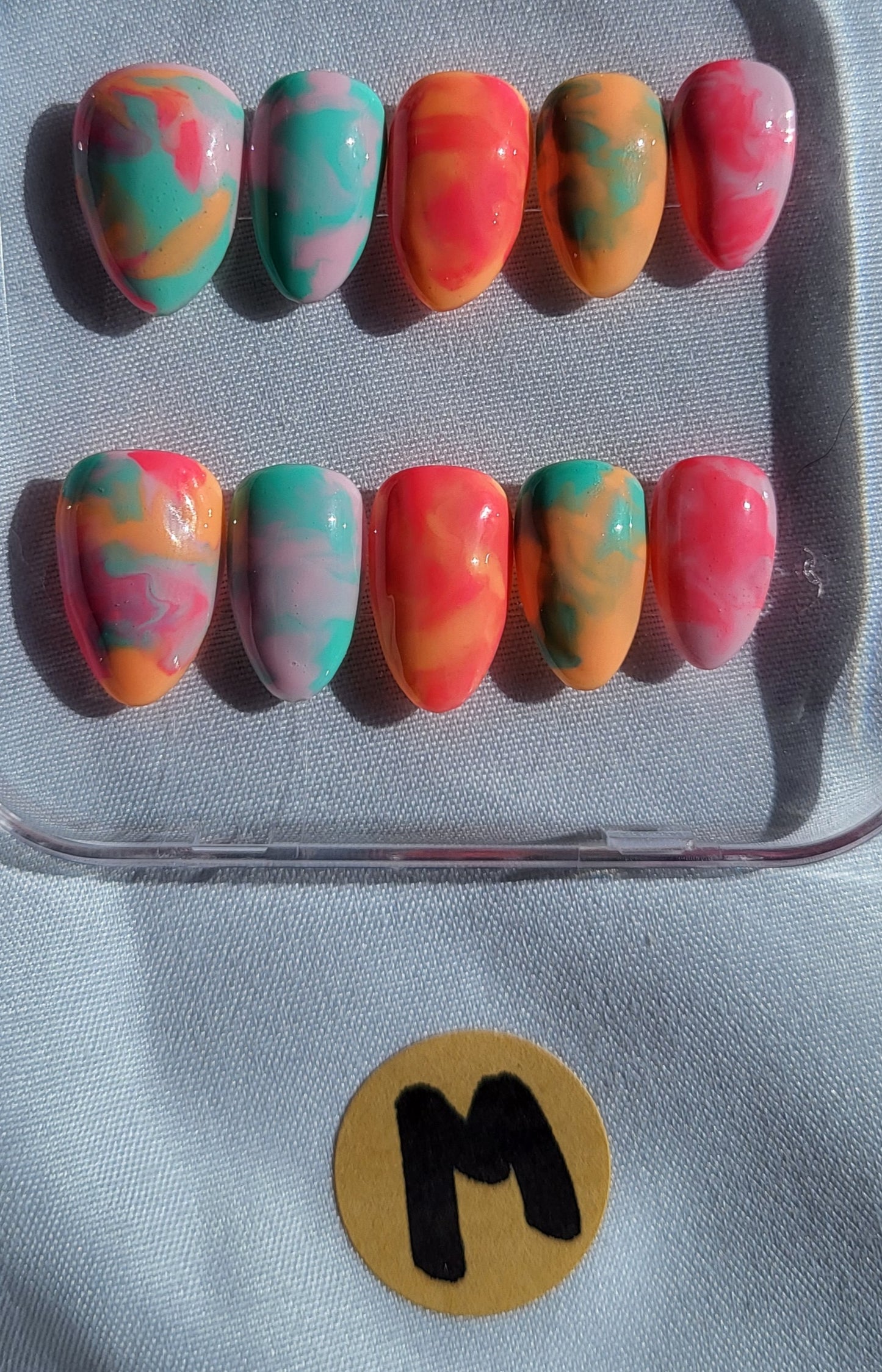 Création Nail Art Ongles courts -  Tropical camouflage