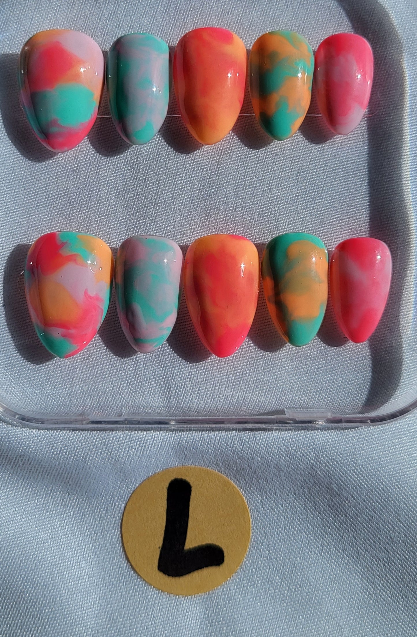 Création Nail Art Ongles courts -  Tropical camouflage