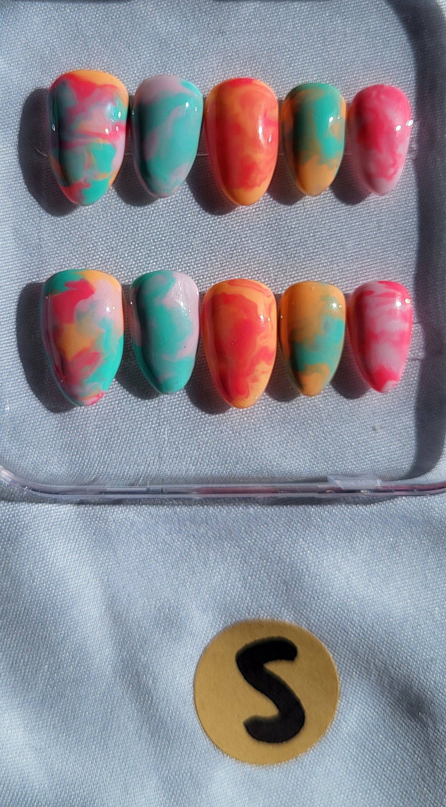 Création Nail Art Ongles courts -  Tropical camouflage