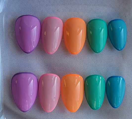 Création Nail Art Onlges Courts Candy Pop Couleurs Vitaminées