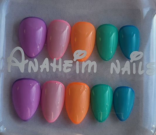 Création Nail Art Onlges Courts Candy Pop Couleurs Vitaminées