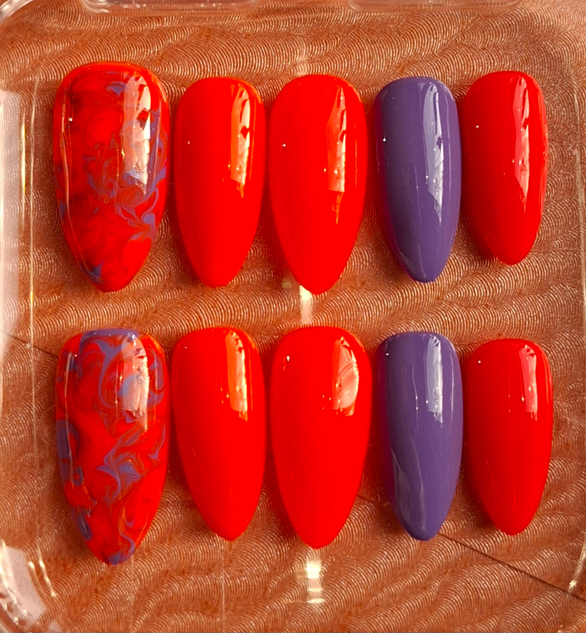 Création Nail Art Halloween Marbre Ink — Orange Flamme & Violet Électrique